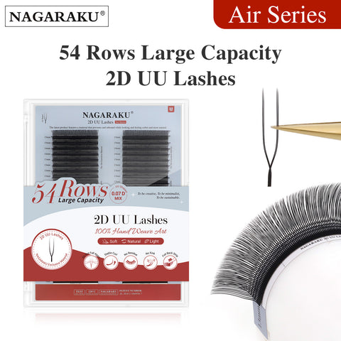 NAGARAKU Extensiones de pestañas 2D UU, 54 líneas, gran capacidad