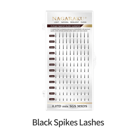 NAGARAKU Extensiones de pestañas espigas A-Shape / Black Spikes