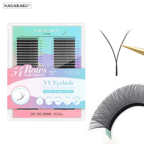 NAGARAKU Extensiones de pestañas 2D YY, 54 líneas, gran capacidad