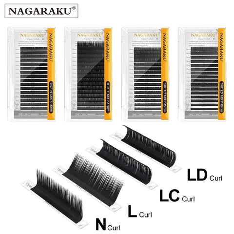 Pestañas individuales clásicas NAGARAKU con rizos especiales