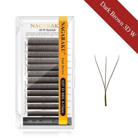 NAGARAKU Extensiones de pestañas color marrón 3D W