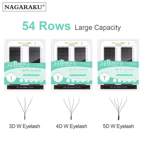 NAGARAKU Extensiones de pestañas 5D W, 54 filas, gran capacidad