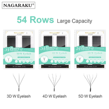 NAGARAKU Extensiones de pestañas 4D W, 54 filas, gran capacidad
